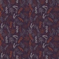 Autumn seamless pattern with floral decorative elements, colorful design