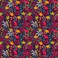 Autumn seamless pattern with floral decorative elements, colorful design Royalty Free Stock Photo