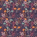 Autumn seamless pattern with floral decorative elements, colorful design Royalty Free Stock Photo