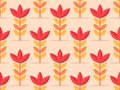 Autumn seamless pattern with a flower with red petals and orange leaves. Composition of autumn leaves in flat style. Design for Royalty Free Stock Photo