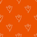 Autumn seamless pattern with ghosts . Endless texture for wallpaper, background, wrapping. halloween and thanksgiving ornament.