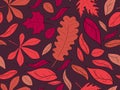 Autumn seamless pattern with leaves. Red falling leaves, leaf fall. Background for wrapping paper, print, fabric and printing Royalty Free Stock Photo