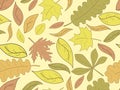 Autumn seamless pattern with leaves. Yellow falling leaves, leaf fall. Background for wrapping paper, print, fabric and printing. Royalty Free Stock Photo