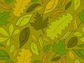 Autumn seamless pattern with leaves. Yellow falling leaves, leaf fall. Background for wrapping paper, print, fabric and printing Royalty Free Stock Photo