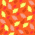 Autumn seamless pattern with orange leaves. Pattern for textile.