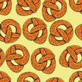 Autumn seamless pattern with pretzels. for seasonal, octoberfest design Royalty Free Stock Photo