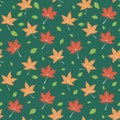 Autumn maple leaves seamless pattern vector background Royalty Free Stock Photo