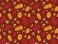 Autumn seamless pattern. Red and yellow leaves background design. Colorful vector illustration Royalty Free Stock Photo