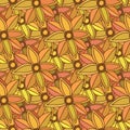 Autumn seamless pattern. Season colors. Orange flowers. Vector background. Royalty Free Stock Photo