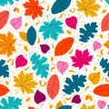 Autumn seamless pattern with seeds and leaves Royalty Free Stock Photo