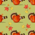 Autumn Seamless Pattern With Turkey