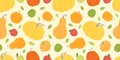 Autumn seamless patterns. Pattern with apples and pumpkins. Colorful harvesting seamless pattern Royalty Free Stock Photo