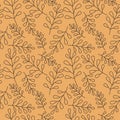 Autumn seamless vector pattern drawn wallpaper, banners, postcards, textiles, backgrounds, stickers, wrapping paper, etc Royalty Free Stock Photo