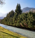 Autumn season. Beautiful view of the Austrian Alps with colorful nature, trees, leaves and a stream in Kaprun, Austria Royalty Free Stock Photo