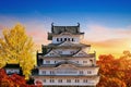 Autumn Season and castle in Himeji, Japan Royalty Free Stock Photo
