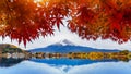 Autumn Season and Fuji mountain at Kawaguchiko lake, Japan