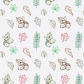 Autumn season hand drawn Vector seamless pattern. doodle leaves collection