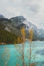 Autumn season landscape turquoise lake and mountain view in Turkey wild nature travel Royalty Free Stock Photo