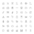 Autumn season linear icons, signs, symbols vector line illustration set