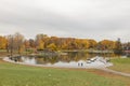 Autumn season in Montreal Mont Royal Park during pandemic of 2020