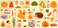 Autumn season square collage set vector illustration. Royalty Free Stock Photo