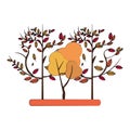 Autumn season trees and leaves nature cartoon