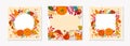 Autumn seasonals templates with leaves and floral elements in fall colors