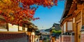 Autumn seasons at Bukchon Hanok Village. Traditional Korean style architecture in Seoul,Korea.