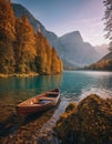 Autumn Serenity: A Boat on a Tranquil Lake