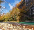 The autumn shore of the Khosta River. Sochi, Russia.