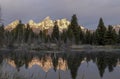 autumn shot of grand teton and its reflection on a pond Royalty Free Stock Photo