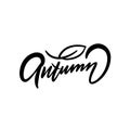 Autumn sign word text. Black color lettering vector clipart.