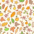 Autumn simless pattern in a childish style