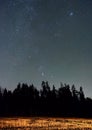 Orion stars and pleiades rising night sky observing in Latvia