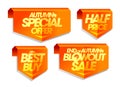 Autumn special offer, best buy, half price, end of autumn blowout sale, autumn sale tags