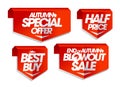 Autumn special offer, best buy, half price, end of autumn blowout sale, autumn sale tags