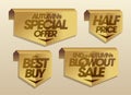 Autumn special offer, best buy, half price, end of autumn blowout sale - autumn sale vector tags Royalty Free Stock Photo