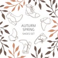 Autumn spring shoes set hand drawn style