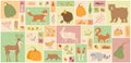 Autumn square collage set vector illustration Royalty Free Stock Photo