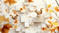 Squirrel Autumn Leaves, Fall Minimalist Background Royalty Free Stock Photo