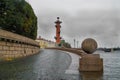 Autumn in St Petersburg .The descent to the river Neva in the city center. Royalty Free Stock Photo