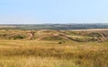 Autumn steppe with a track for autocross.