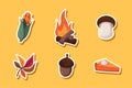 Set Collection of Autumn Sticker Design