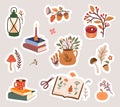 Autumn stickers collection with cute seasonal elements Royalty Free Stock Photo