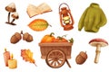 Autumn stickers set. Bundle of objects. Fall season