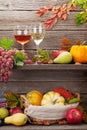 Autumn still life card with fruits Royalty Free Stock Photo