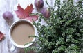 Autumn still life with coffee & heather