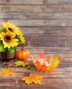Autumn Still Life with DIY Tealight Candle Holder Royalty Free Stock Photo