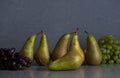 Autumn still life with pears and grapes Royalty Free Stock Photo