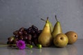 Autumn still life with pears and grapes Royalty Free Stock Photo